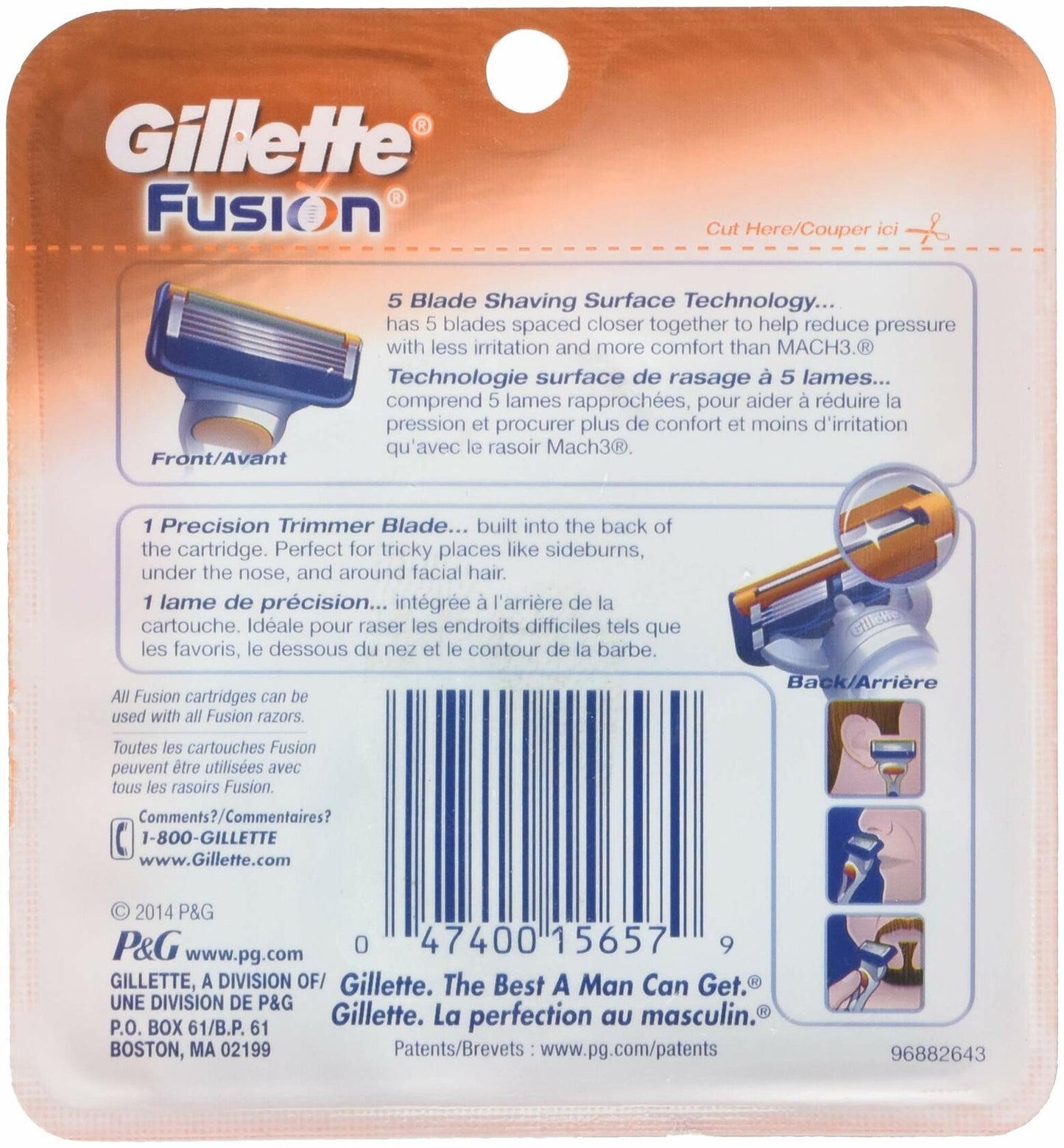 2 Packs Of Gillette Fusion Razor Blades (2 X Packs of 4 Cartridges) Total 8