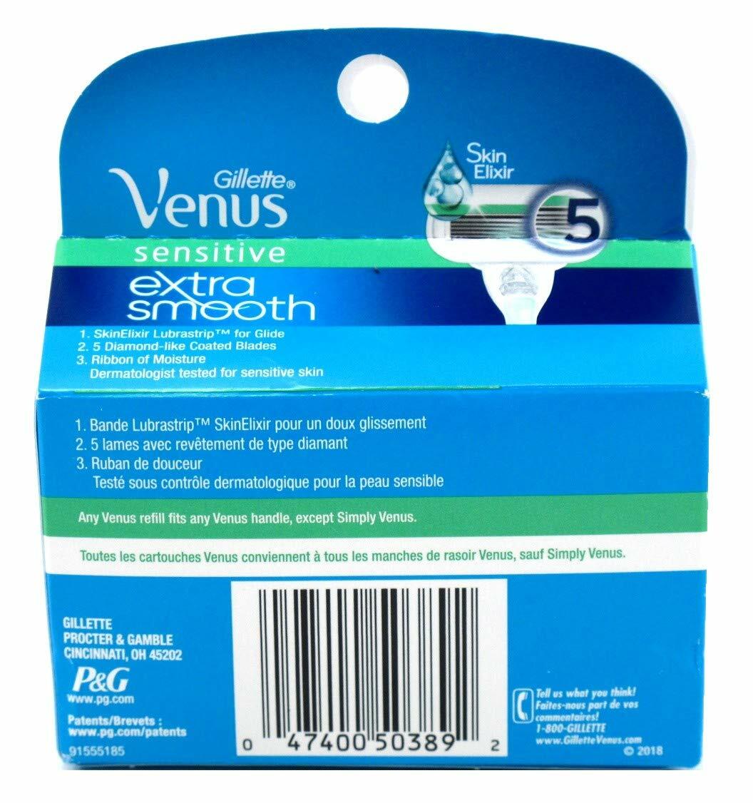 3 Packs Of Gillette Venus Womens Extra Smooth Sensitive 4-Cartridges 3 X Packs of 4 Cartridges) Total 12