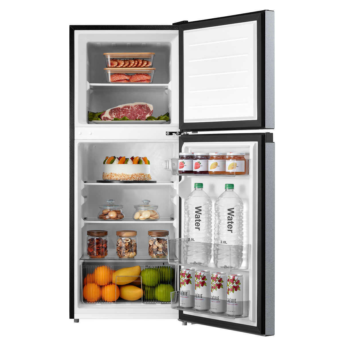 Midea Compact Refrigerator, 2-Door, 4.5 cu ft, Black and Silver
