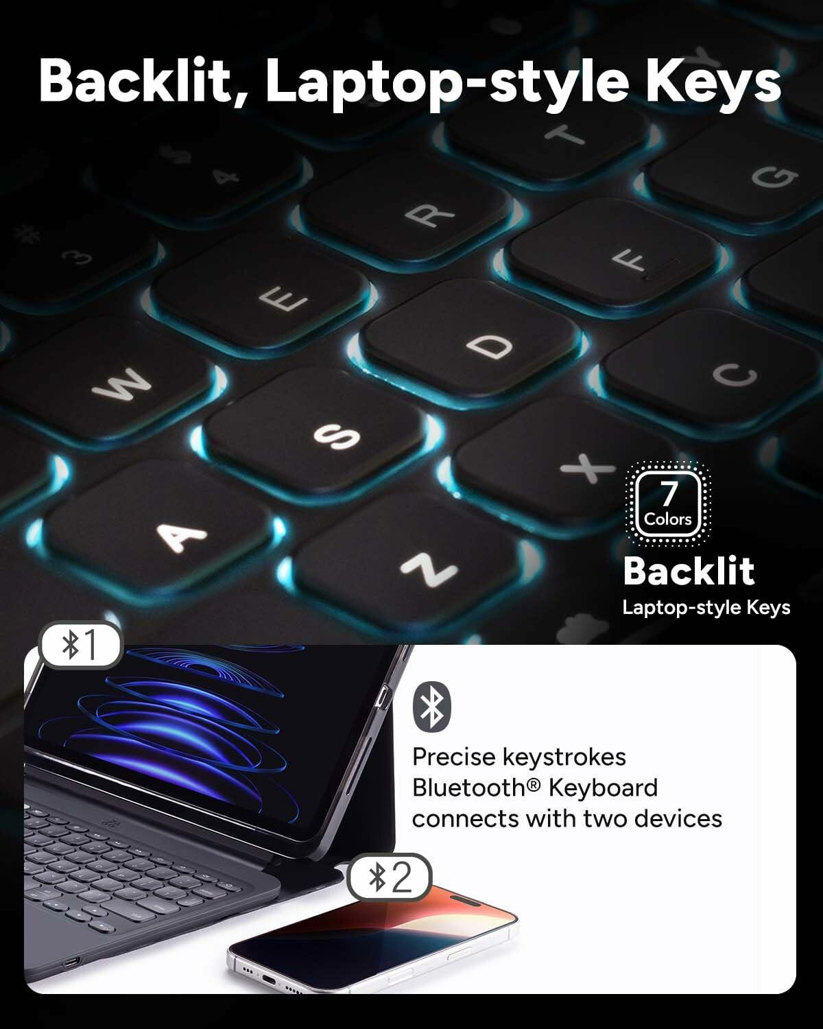ZAGG Pro Keys 2 iPad Pro 11 (M4) 2024 Keyboard Case - Wireless Keyboard & Detachable Folio Case, Laptop-Style Keys, Multi-Pairing Bluetooth, 6.6 ft Drop Protection, NOT Compatible w iPad Pro Gen 1-4