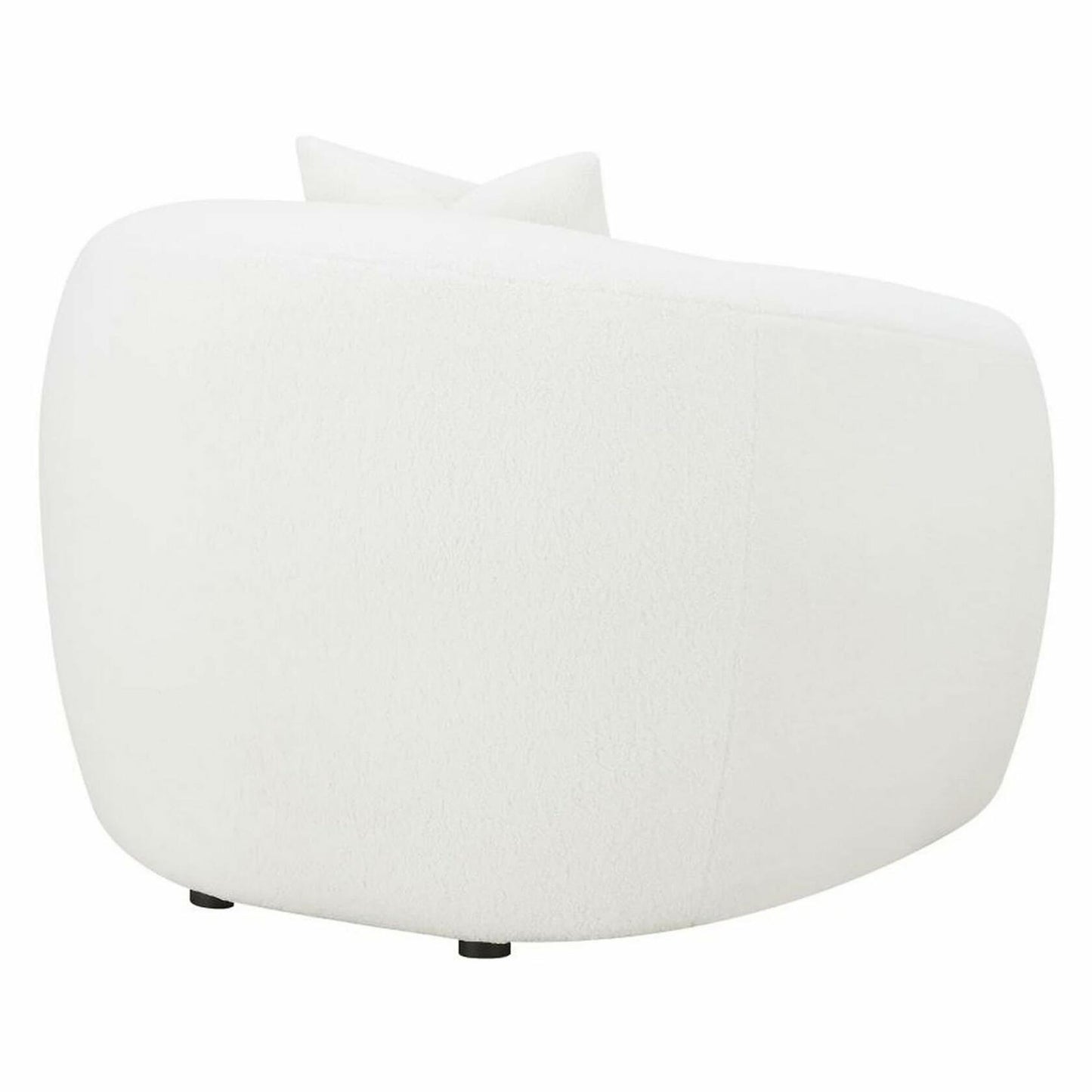 Benjara 45 Inch Accent Chair, Curved Back and Sloped Armrests, Soft White Fabic