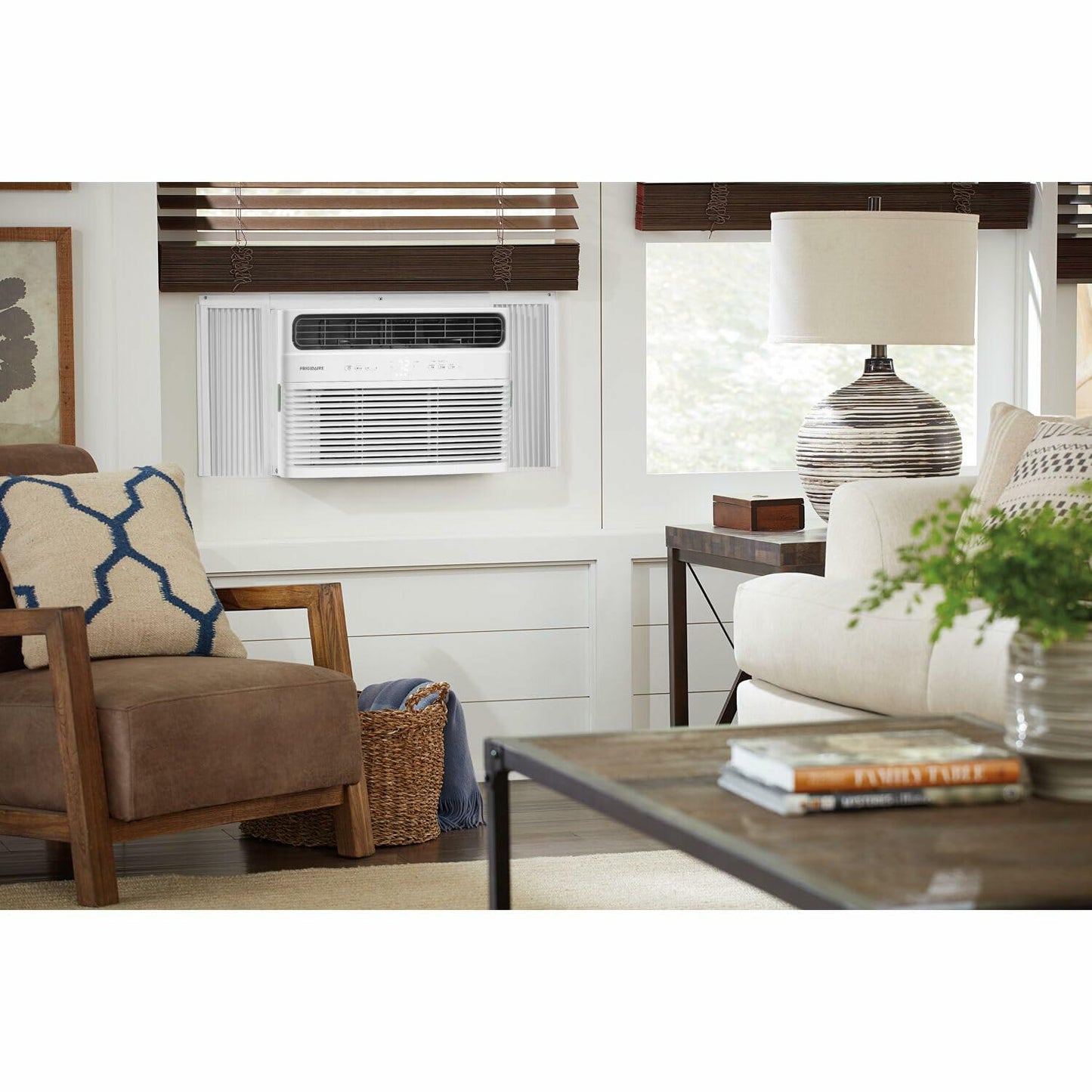 Frigidaire 8,000 BTU Window Air Conditioner & Dehumidifier, 115V, Cools up to 350 Sq. Ft. for Apartment, Dorm Room & Small/Medium Rooms, with Remote Control, Programmable Timer, and Sleep Mode, White