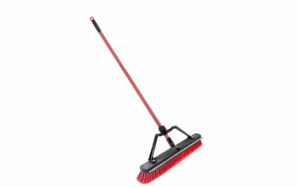 Libman 24-Inch Multi-Surface Squeegee Push Broom with Brace and Steel Handle – Heavy-Duty Steel Handle for Indoor & Outdoor Use