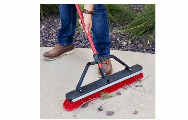Libman 24-Inch Multi-Surface Squeegee Push Broom with Brace and Steel Handle – Heavy-Duty Steel Handle for Indoor & Outdoor Use