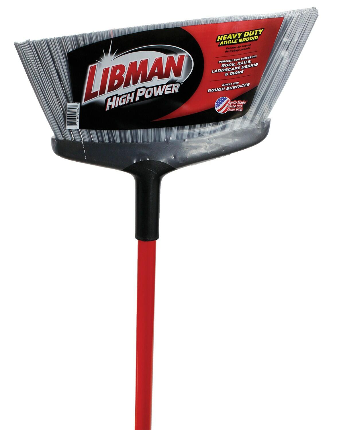Libman 15 in. High Power Rough Surface Angle Broom with Steel Handle