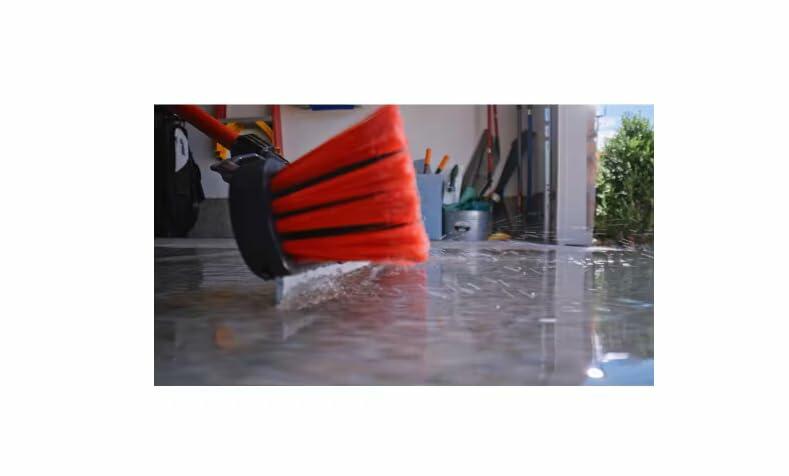 Libman 24-Inch Multi-Surface Squeegee Push Broom with Brace and Steel Handle – Heavy-Duty Steel Handle for Indoor & Outdoor Use