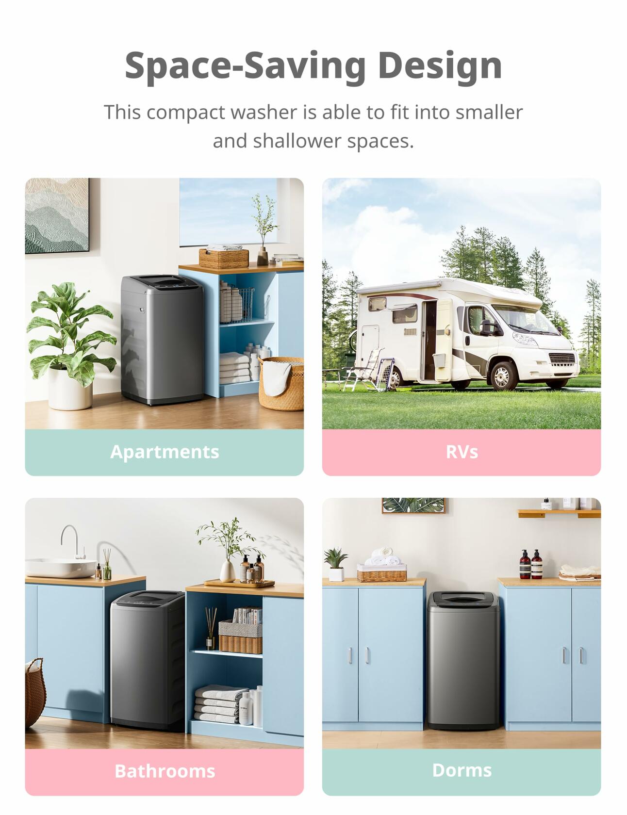 Comfee Portable Washing Machine, 0.9 cu.ft Compact Washer With LED Display, 5 Wash Cycles, 2 Built-in Rollers, Space Saving Full-Automatic Washer