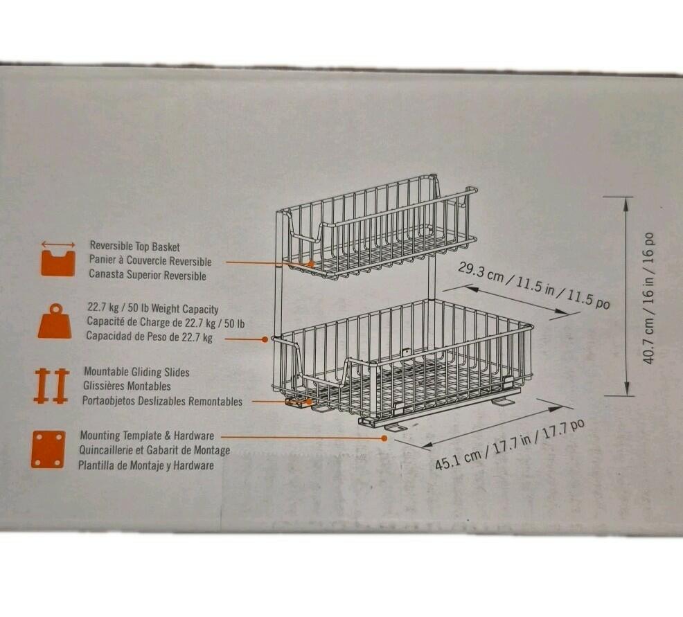 TRINITY Wire Undersink Organizer with Slide, 2-pack