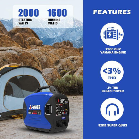 A-IPower 1600W Running / 2000W Peak Yamaha Powered Gas Inverter Generator
