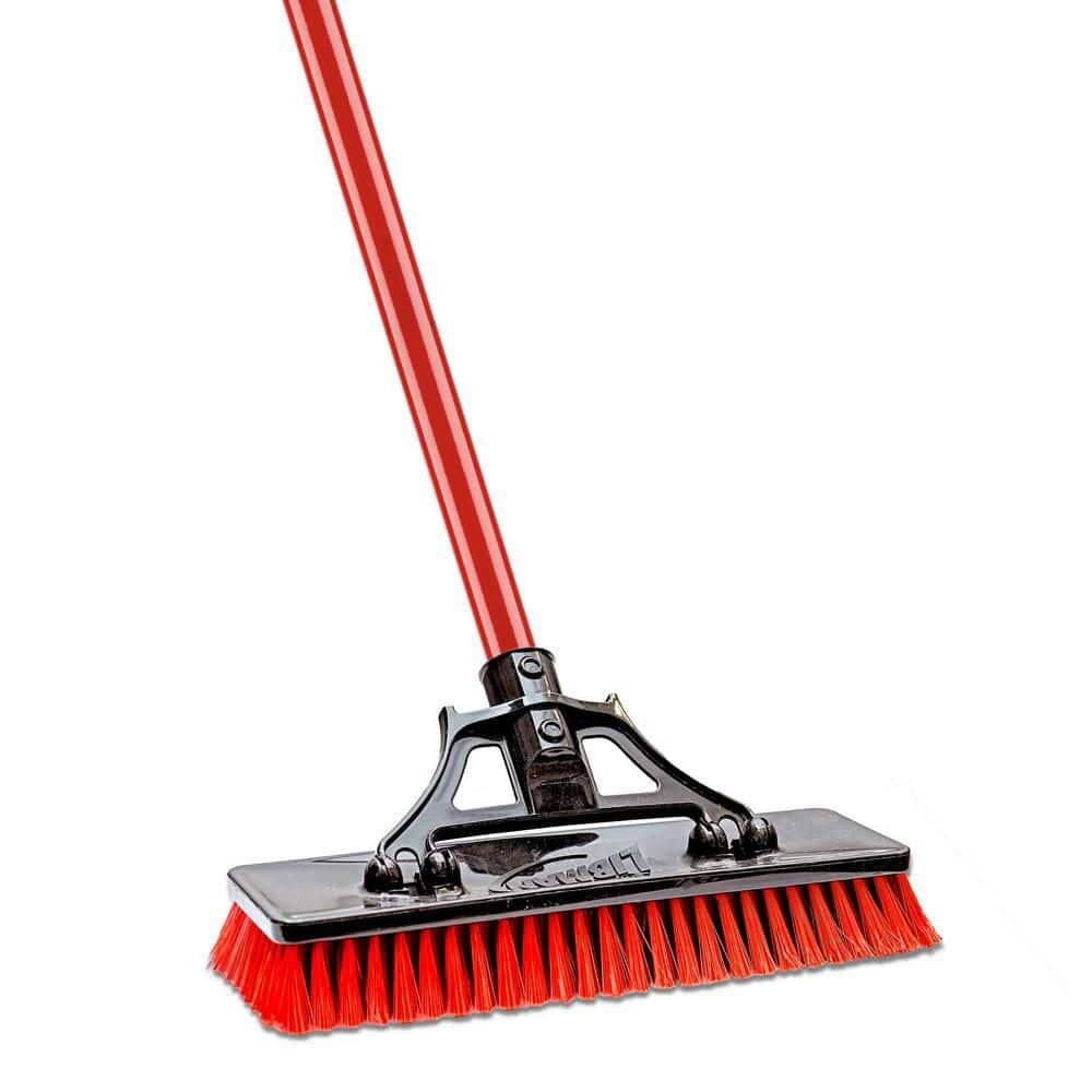 Libman 13.5 in. High Power Extra-Large Heavy-Duty Floor Scrub Brush with Swiveling Head and Steel Handle