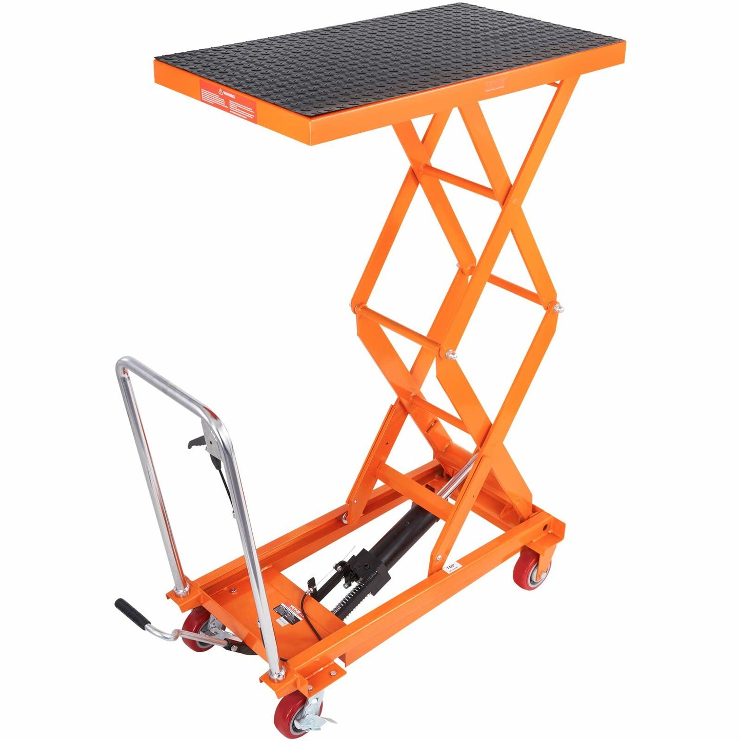 VEVOR Hydraulic Lift Table Cart, 1760lbs Capacity 59" Lifting Height, Manual Double Scissor Lift Table with 4 Wheels and Non-Slip Pad, Hydraulic Scissor Cart for Material Handling and Transportation
