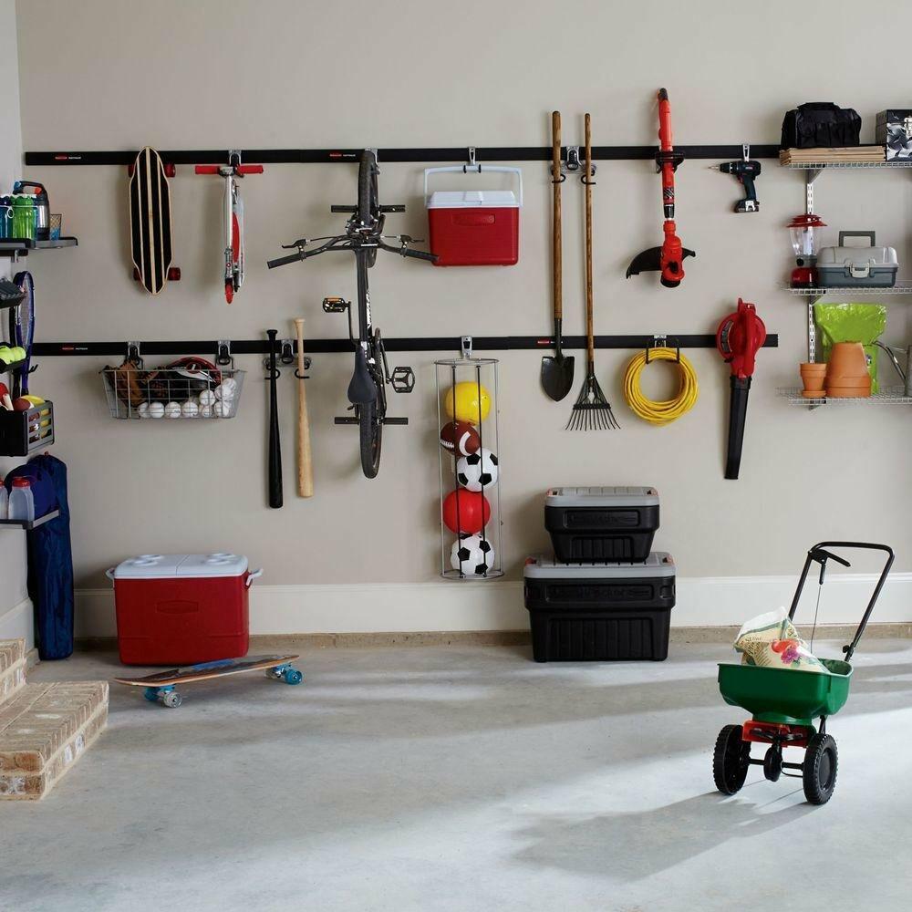 Rubbermaid Garage FastTrack Wire Wall Mounted Storage Wall Mounted Storage System Holds up to 50 pounds Satin Nickel for Tool/Toy/Sports Equipment