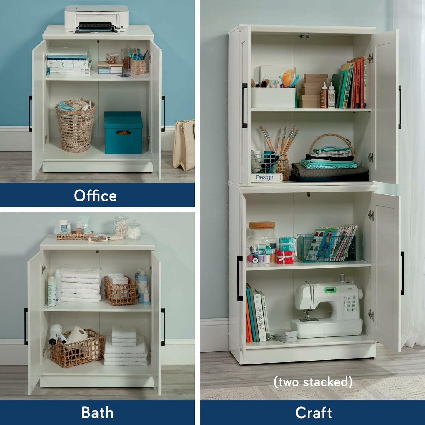 HomePlus Small Kitchen Pantry Storage Cabinet with Adjustable Shelves, Living Room Storage Cabinet, Soft White Finish