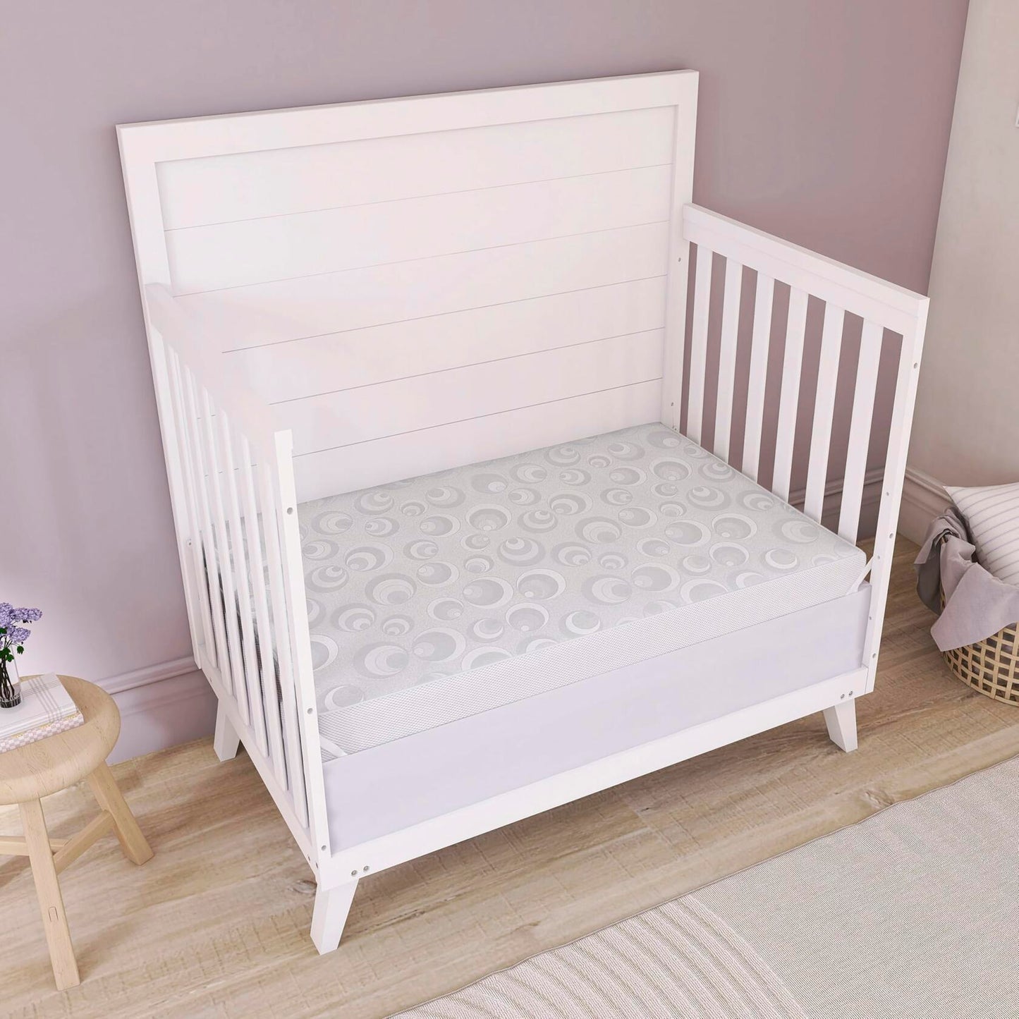 Dream On Me 2-in-1 Breathable Two-Sided 3" Portable Mini Crib Mattress, Greenguard Gold Certified, Vinyl and Breathable Fabric, White