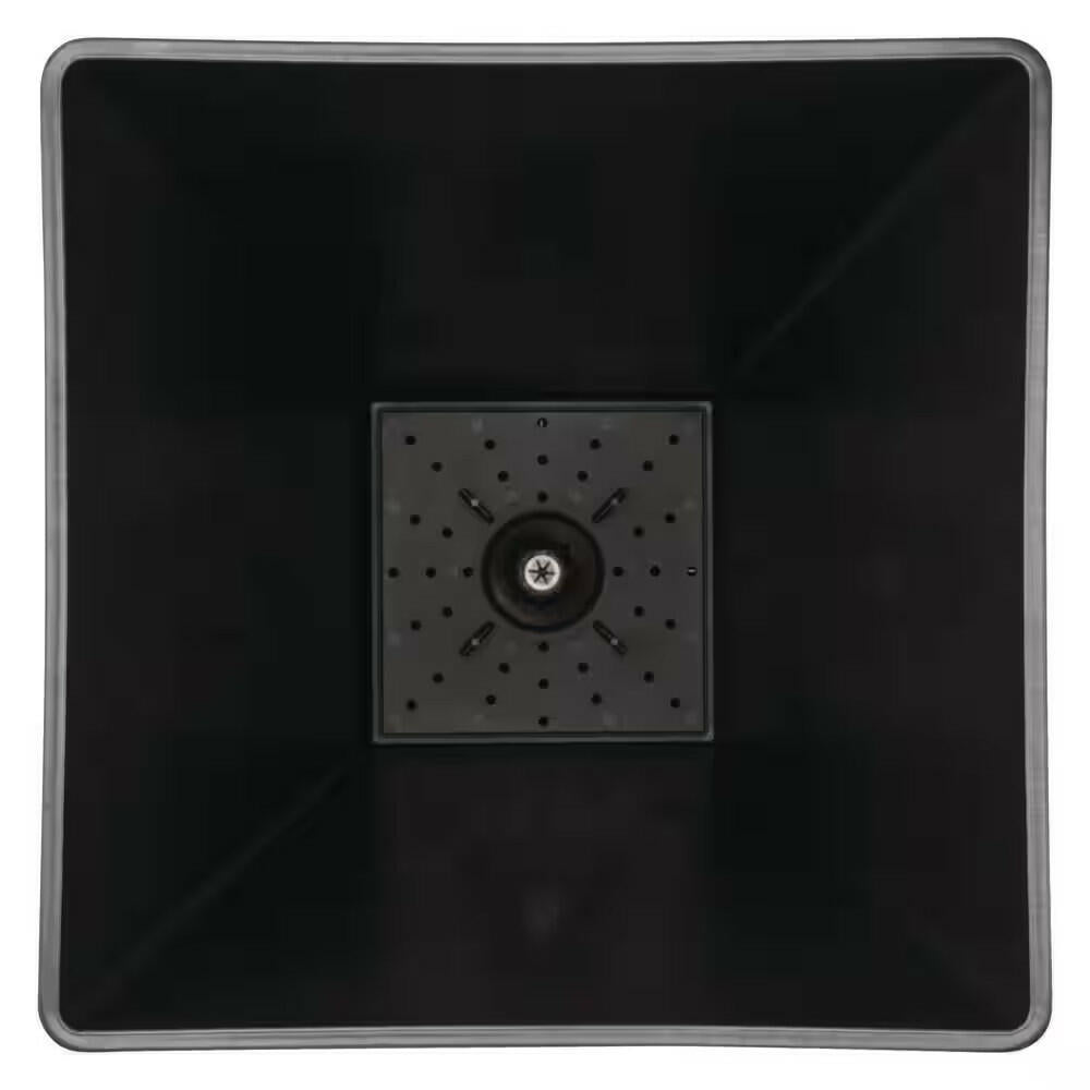 Vigoro Tallulah Medium Black Fiberglass Recycled Tall Square Planter with Drainage Holes (13.5 in. L x 13.5 in. W x 20 in. H)