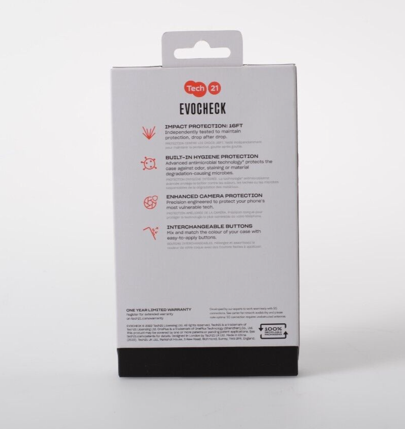 Tech21 EvoCheck Phone Protection Case for OnePlus Nord N20 5G -Smoky Black