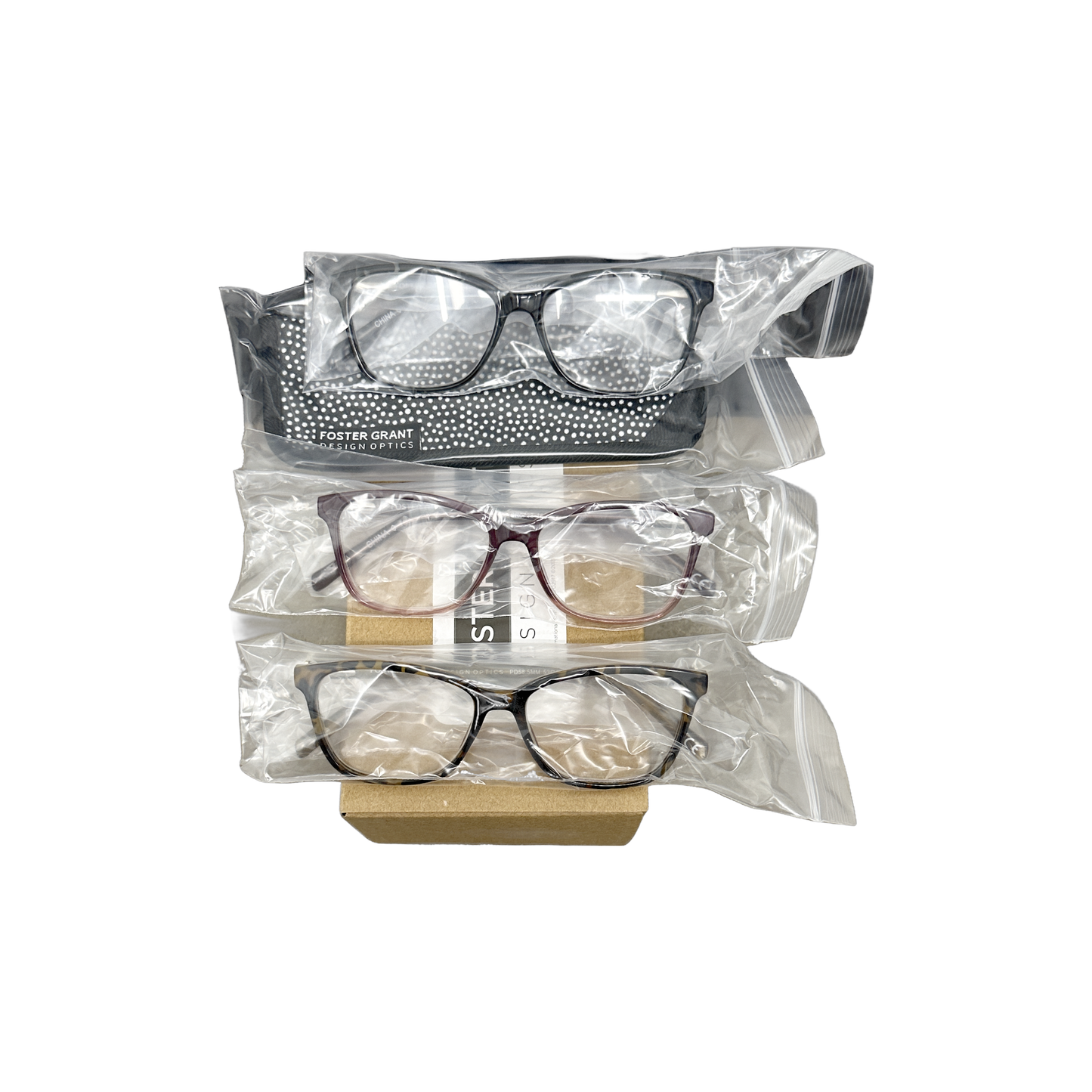 Design Optics by Foster Grant Dax Plastic Rectangle Reading Glasses, 3-pack FGX KIERSEY +2.50 LADIES
