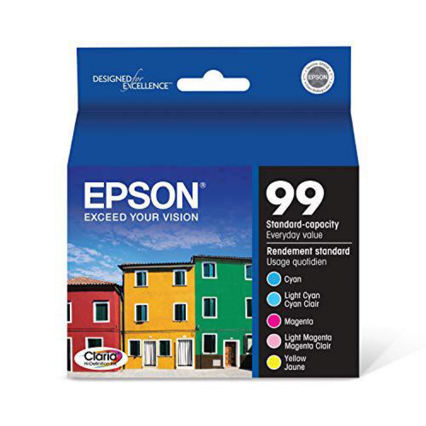EPSON T099 Claria Hi-Definition Ink Standard Capacity 5 Color Cartridge Combo Pack (T099920-S) for Select Epson Artisan Printers