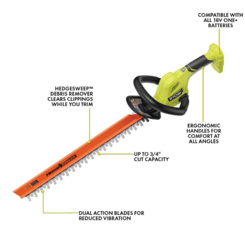 RYOBI ONE+ 18V 22 in. Cordless Battery Hedge Trimmer (Tool Only)