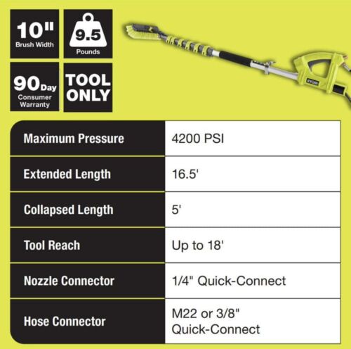 RYOBI 18 ft. Extension Pole with Brush for Pressure Washer