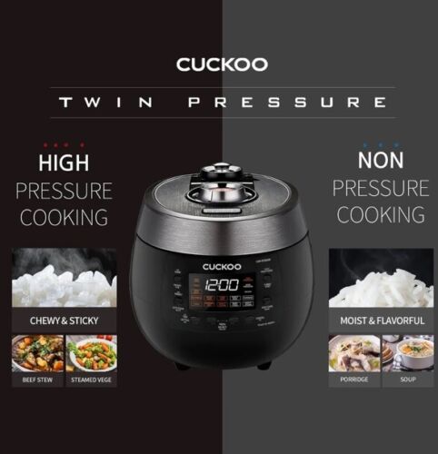 CUCKOO 6 Cup (Uncooked) 12 Cup (Cooked) Rice Cooker with Dual Pressure Modes, LED Display Panel, Durable Non-Stick Inner Pot with Optimal Heat Distribution & Dual Motion Gasket (Black, CRP-RT0609FB)