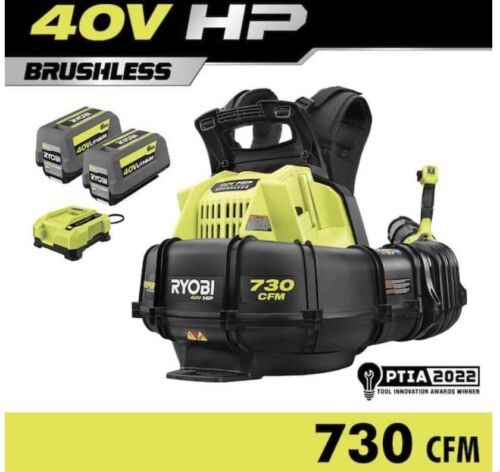 RYOBI 40V HP Brushless Whisper Series 165 MPH 730 CFM Cordless Battery Backpack Blower with (2) 6.0 Ah Batteries and Charger