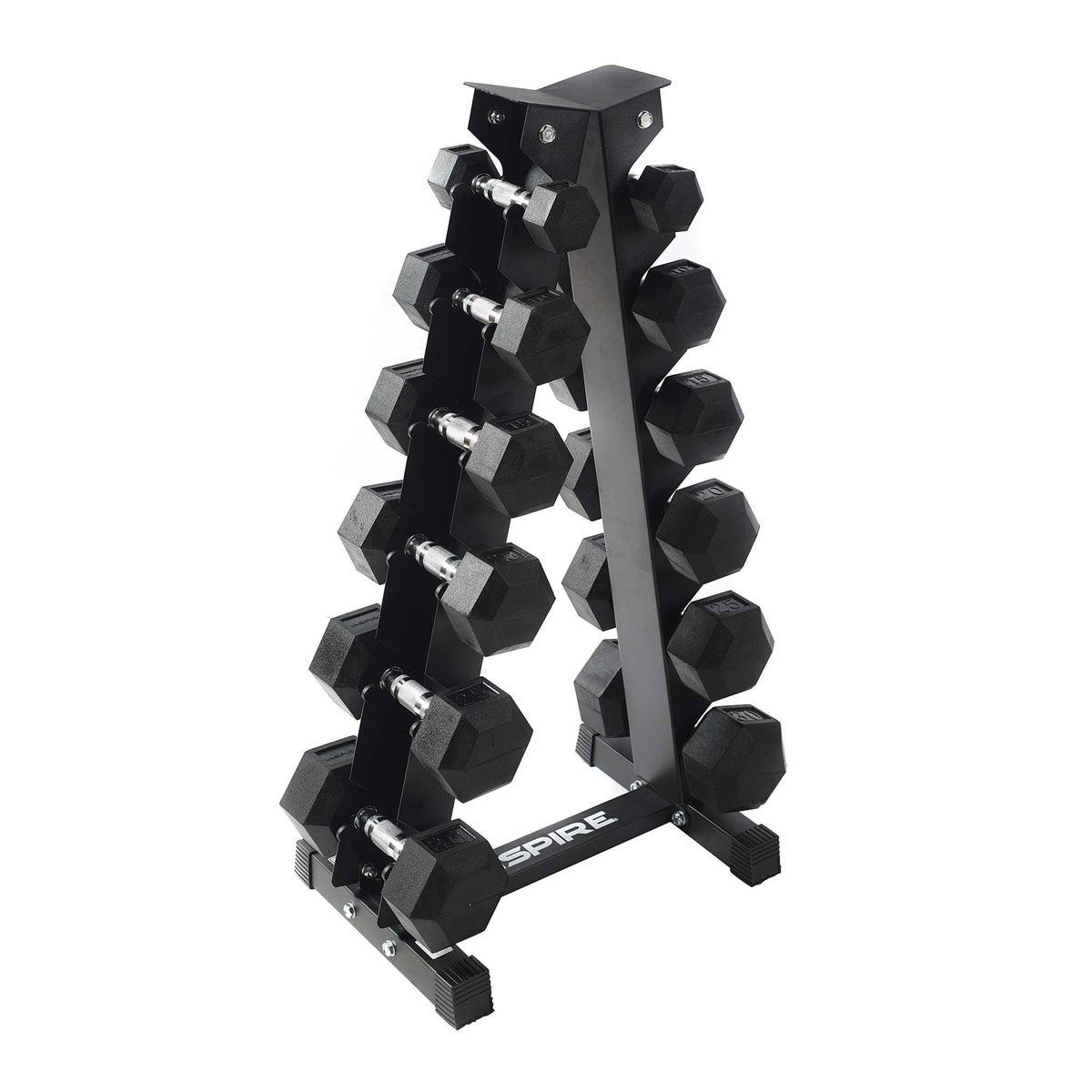 Inspire Fitness 210lb PVC Hex Dumbbell Set with Rack