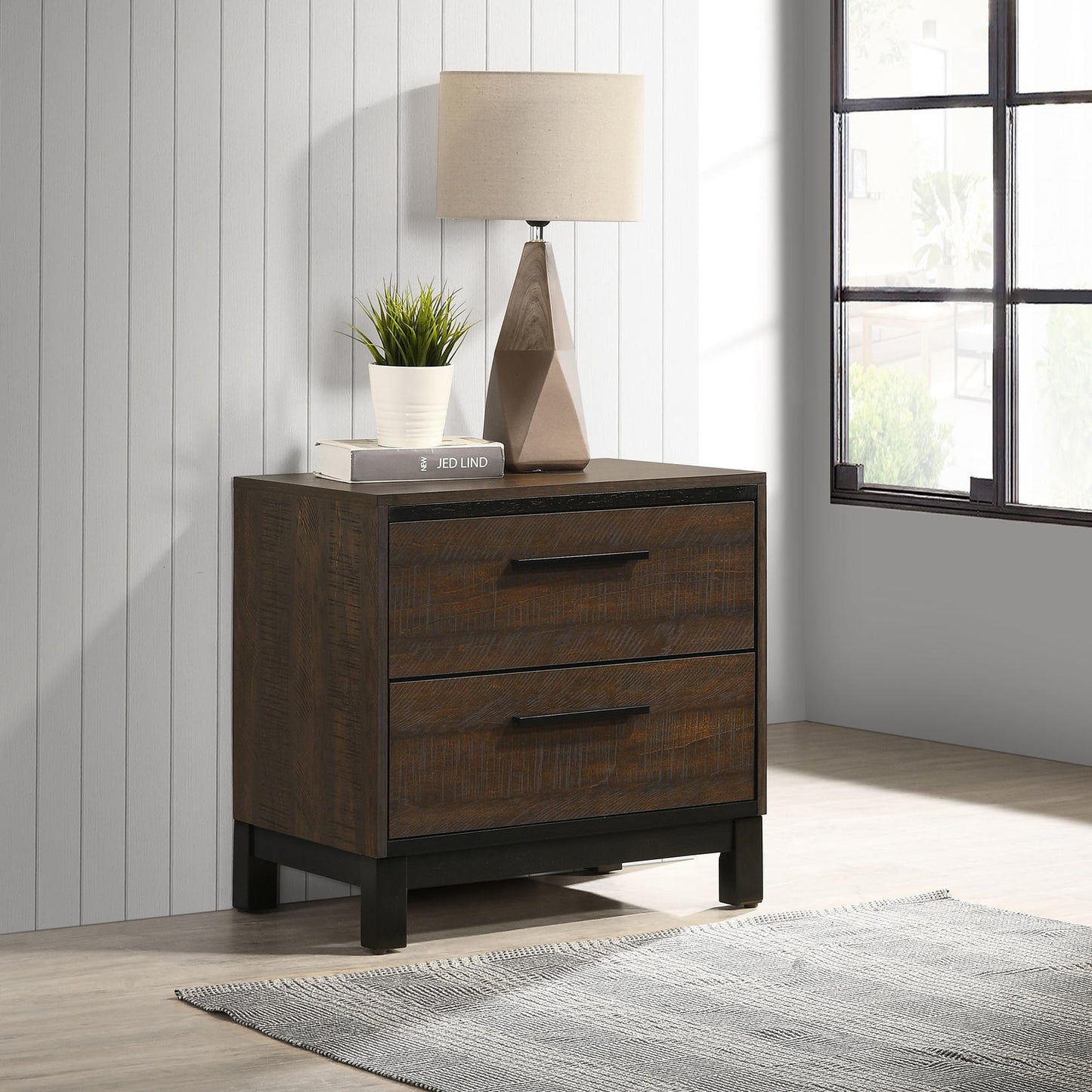 Edmonton 2-Drawer Nightstand Rustic Tobacco