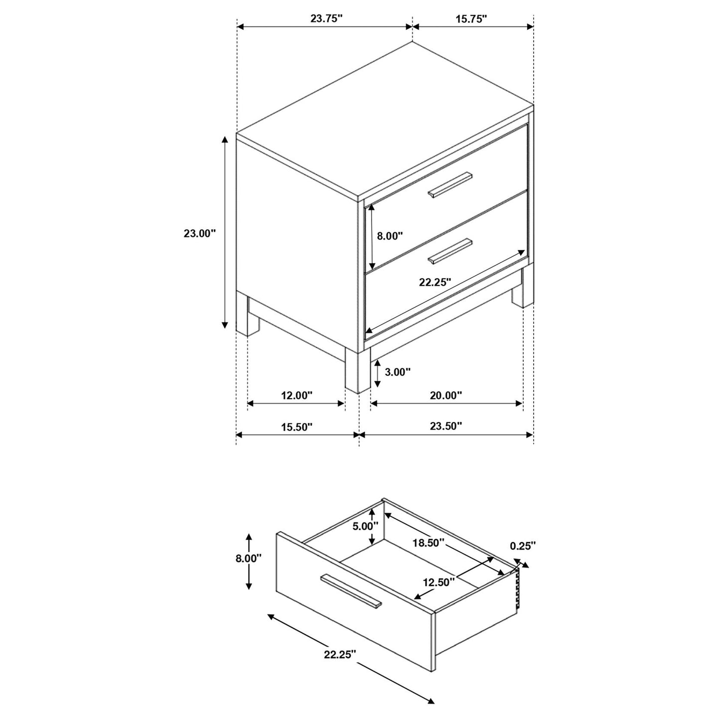 Edmonton 2-Drawer Nightstand Rustic Tobacco