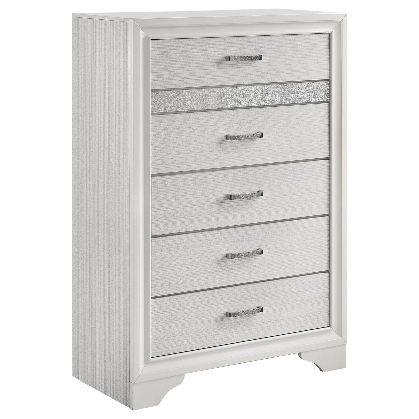 Miranda 5-Drawer Chest White And Rhinestone