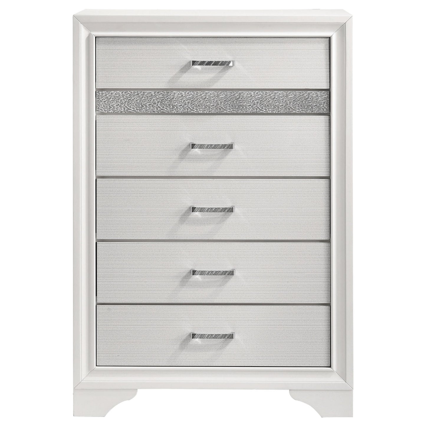 Miranda 5-Drawer Chest White And Rhinestone