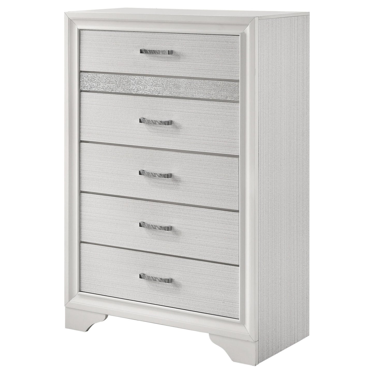 Miranda 5-Drawer Chest White And Rhinestone