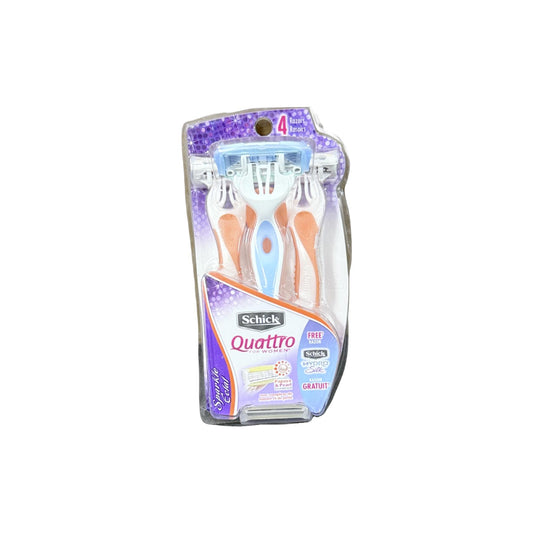 Schick Quattro Disposable Razors, Papaya And Peral, 4 Ct