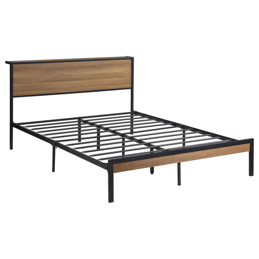 Ricky Queen Platform Bed Light Oak And Black