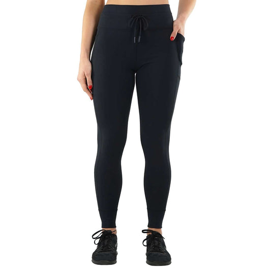 Spyder Women's Performance High Rise Drawstring Legging Tight with Pockets, Black, XL