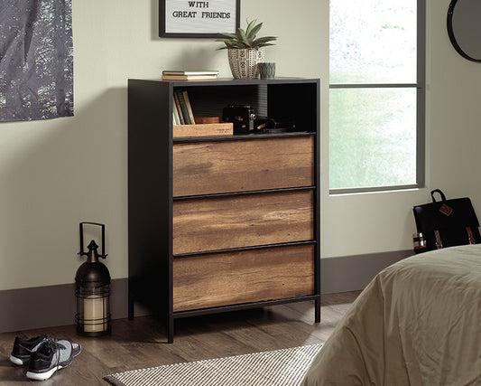 Sauder Boulevard Cafe 3-Drawer Dresser with Open Shelf Finish