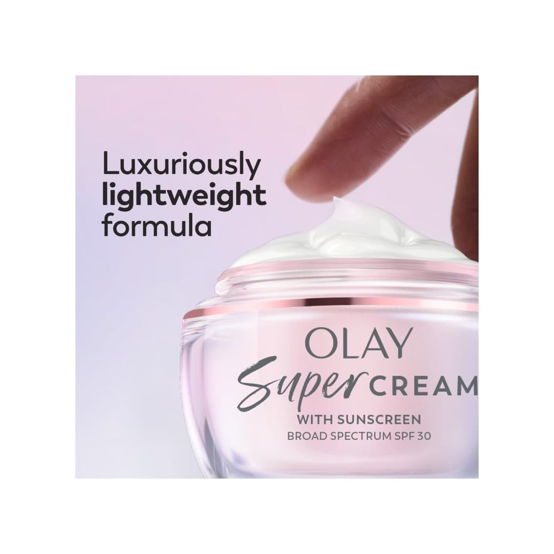 Olay Super Cream with Sunscreen SPF 30, Ultra Lightweight Face Moisturizer Scope, 1.7 oz