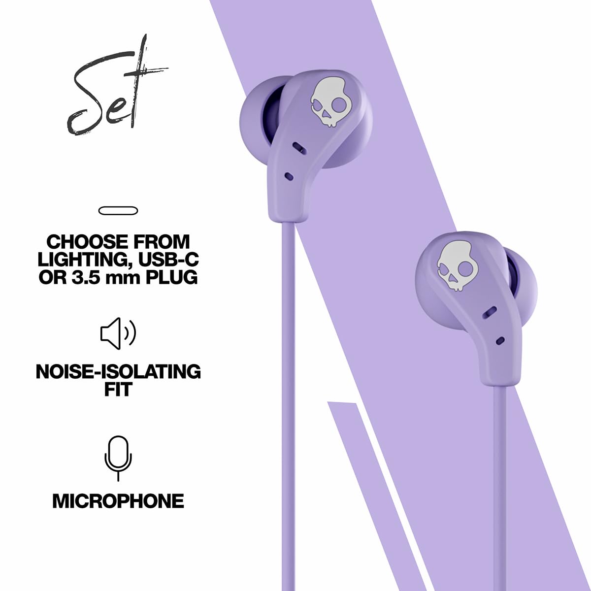 Skullcandy - Set USB-C Wired Earbuds with Noise ISOLATING FIT, Built-in Microphone Call