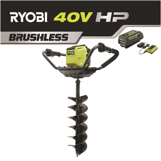 RYOBI - 40V HP Brushless Cordless Earth Auger with 8 in. Bit with 6.0 Ah Battery and Charger - RY40710VNM