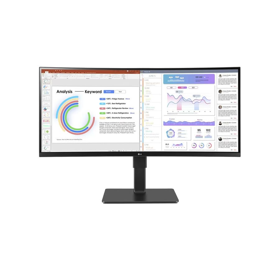 LG Ultrawide 34BQ77QB-B 34" Webcam UW-QHD Curved Screen LED Monitor - 21:9 - Textured Black