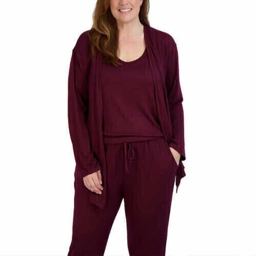 Live2Lounge Women's Pajama Set - 4 Piece Wrap Cardigan, T-Shirt, Tank Top, and Jogger Pants