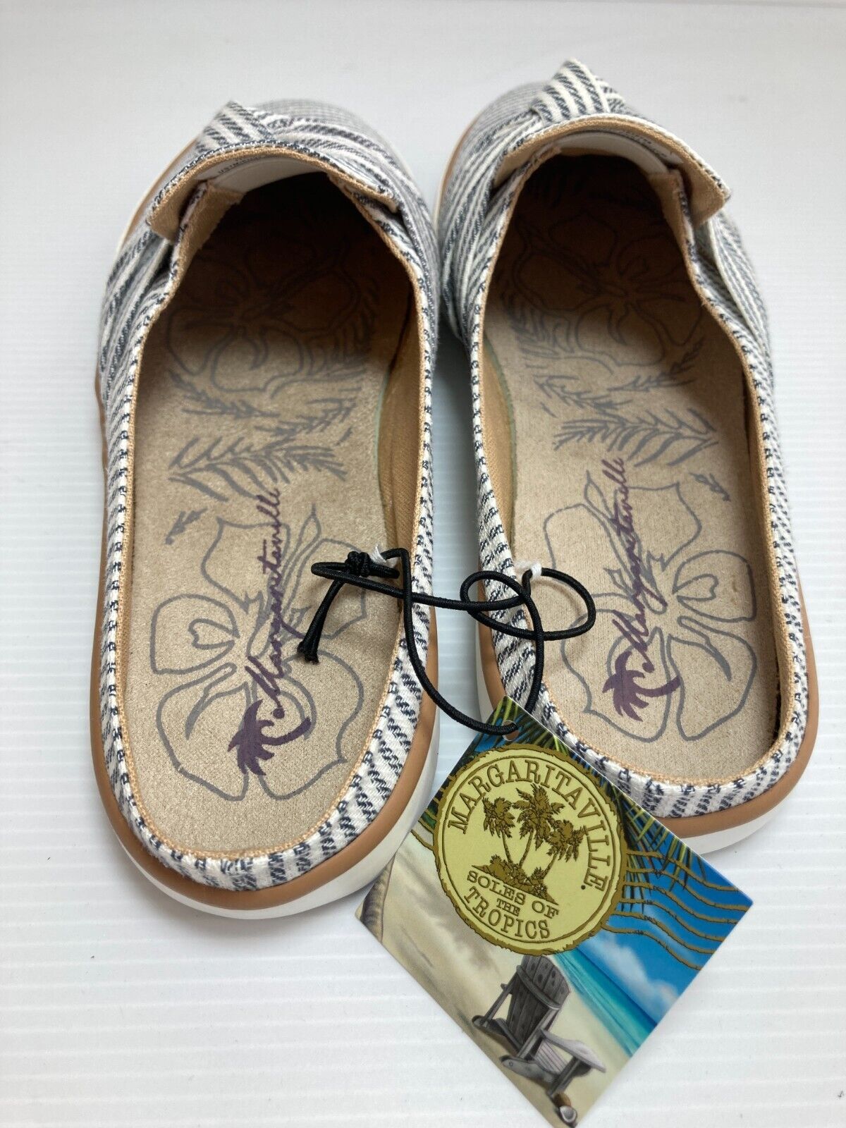 Margaritaville Ladies' Knotted  Mule Flats Grey/White