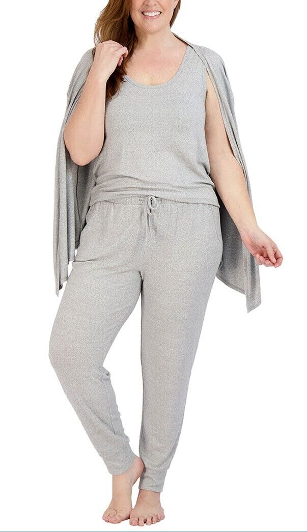 Live2Lounge Women's Pajama Set - 4 Piece Wrap Cardigan, T-Shirt, Tank Top, and Jogger Pants