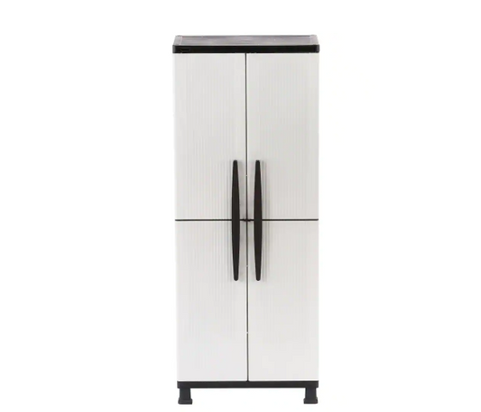HDX Plastic Freestanding Garage Cabinet in Gray (35 in. W x 71 in. H x 18 in. D)