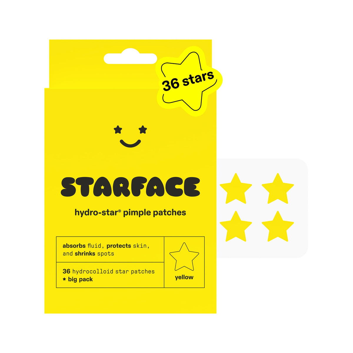 Starface Hydro-Star® Yellow Hydrocolloid Pimple Patch Refill, 36 ct