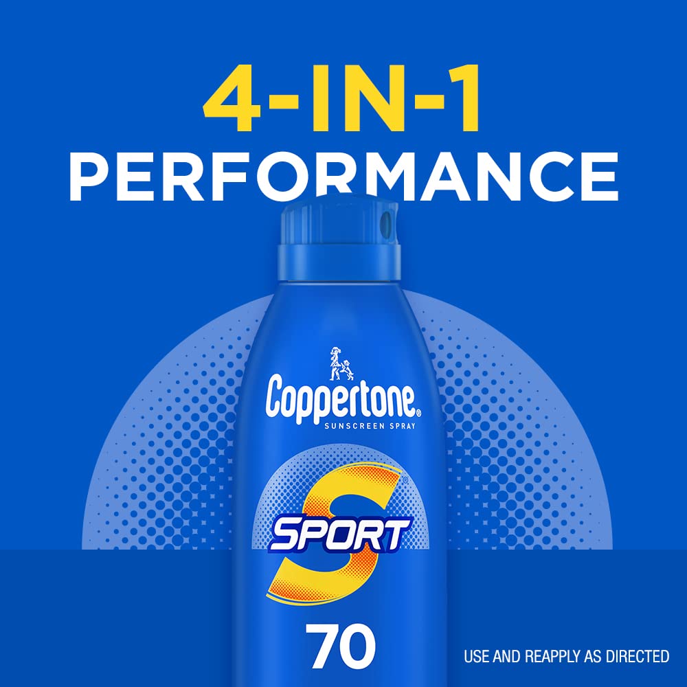 Coppertone SPORT Continuous Sunscreen Spray Broad Spectrum SPF 70 (5.5 Ounce) (Packaging may vary), EXP 06/26