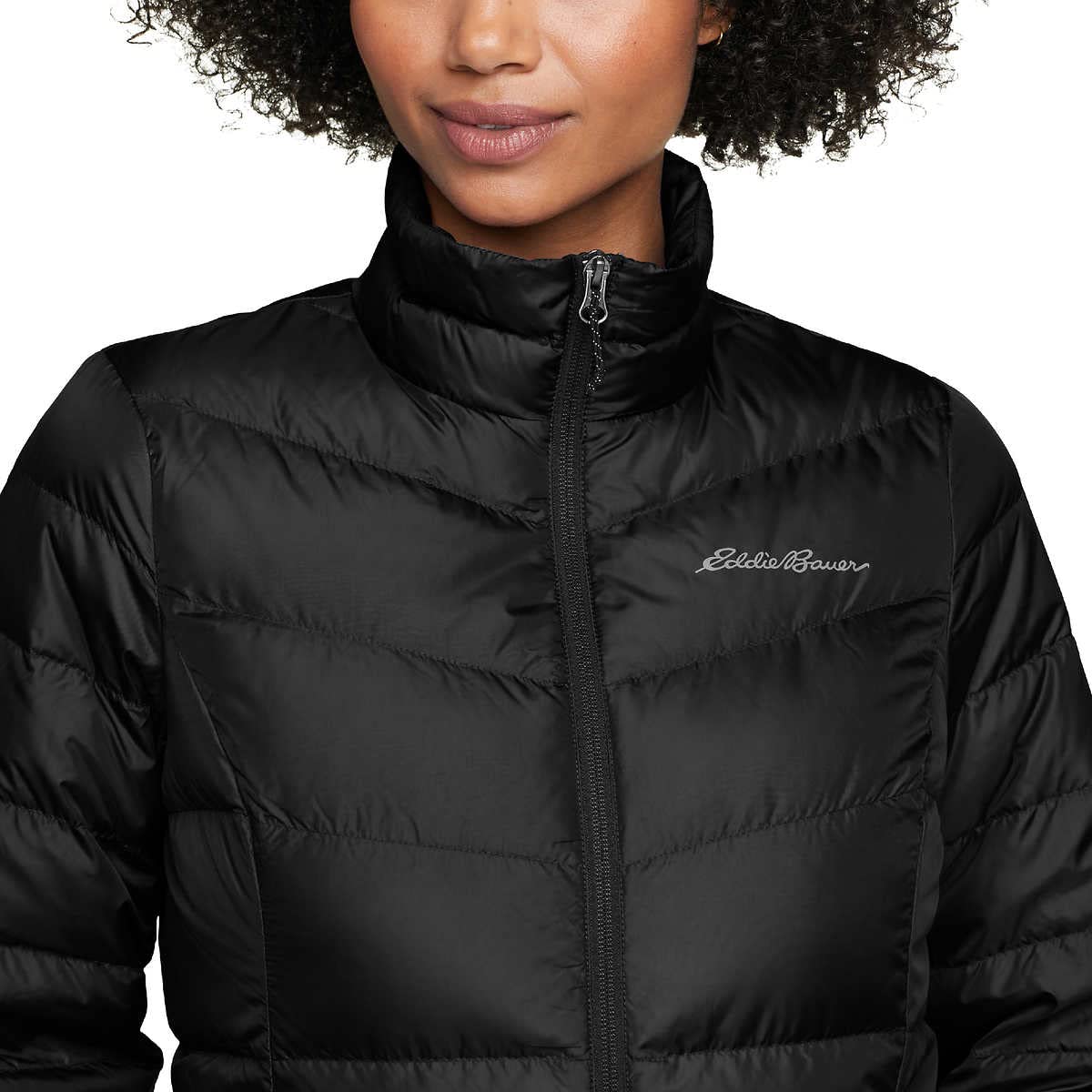 Eddie Bauer Womens Midweight Chevron Quilt Down Jacket (Black, XX-Large)