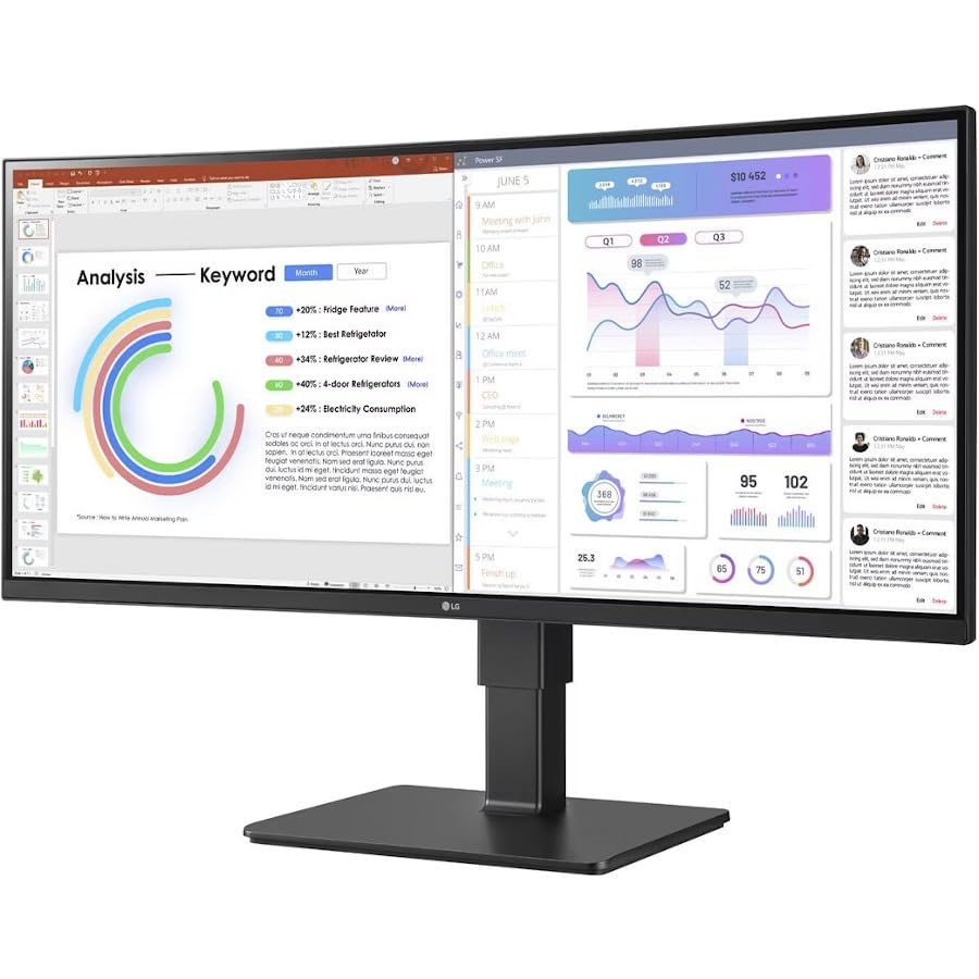 LG Ultrawide 34BQ77QB-B 34" Webcam UW-QHD Curved Screen LED Monitor - 21:9 - Textured Black