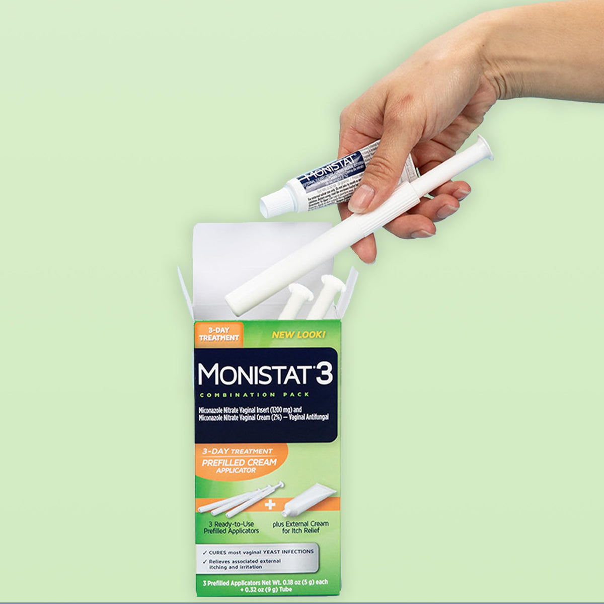 Monistat 3 Vaginal Cream, 3-Day Treatment Combination Pack, 3 Ovule Inserts and External Cream for Itch Relief in Each Pack (Pack of 3)