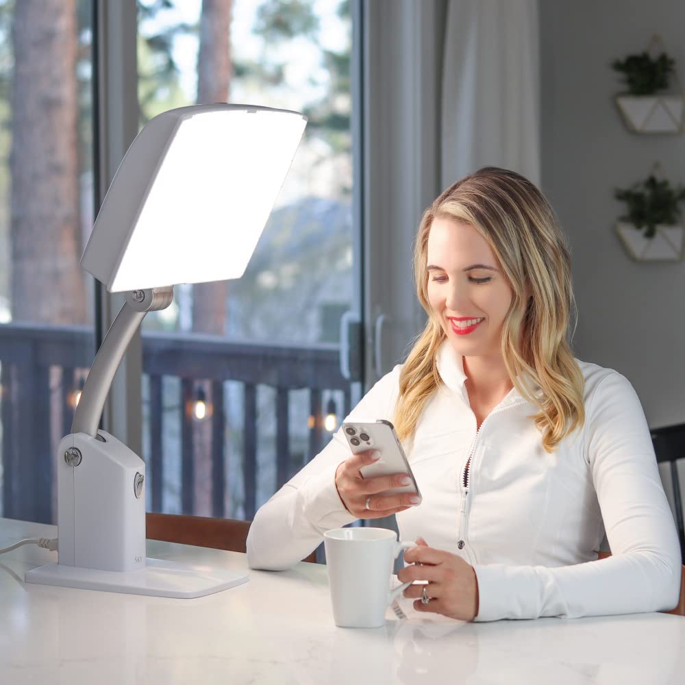 Carex Day-Light Sky Bright Light Therapy Lamp - 10,000 LUX Light Therapy Lamp at 12 Inches, Sunlight Lamp, Daylight Lamp, Therapy Light for Low Energy Levels, White